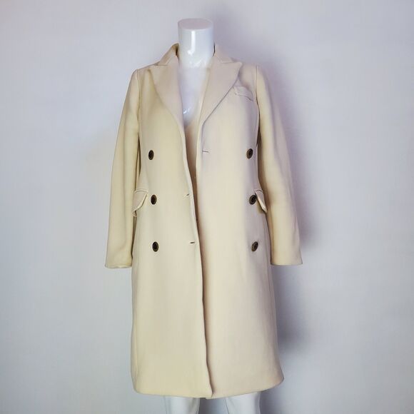 J. Crew Cream Wool Double-Breasted Coat - Picture 2 of 9